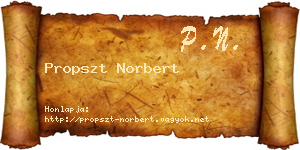 Propszt Norbert névjegykártya
